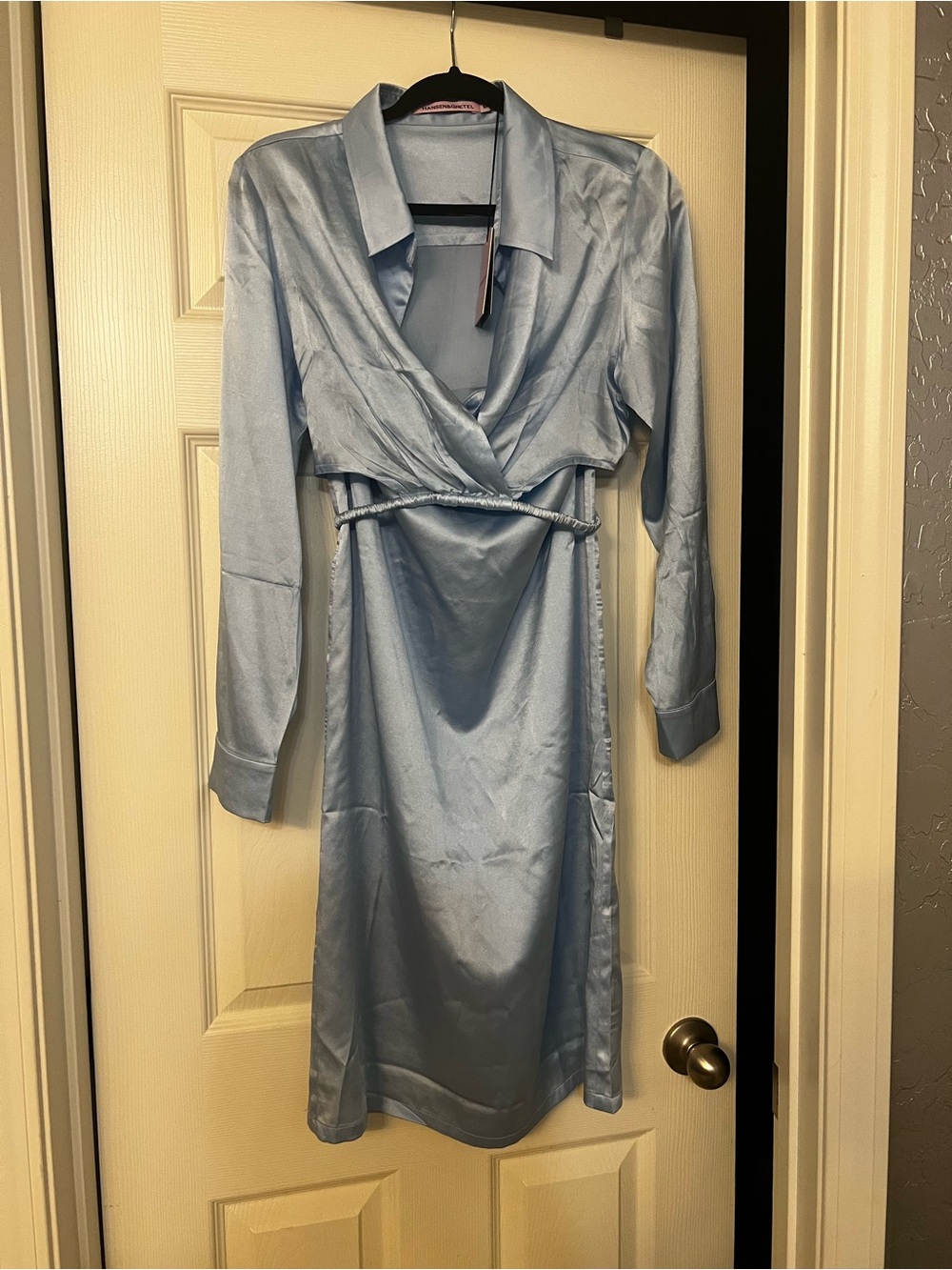 Hansen & Gretel Wrap-Front Long Sleeve Two Piece in Light Blue